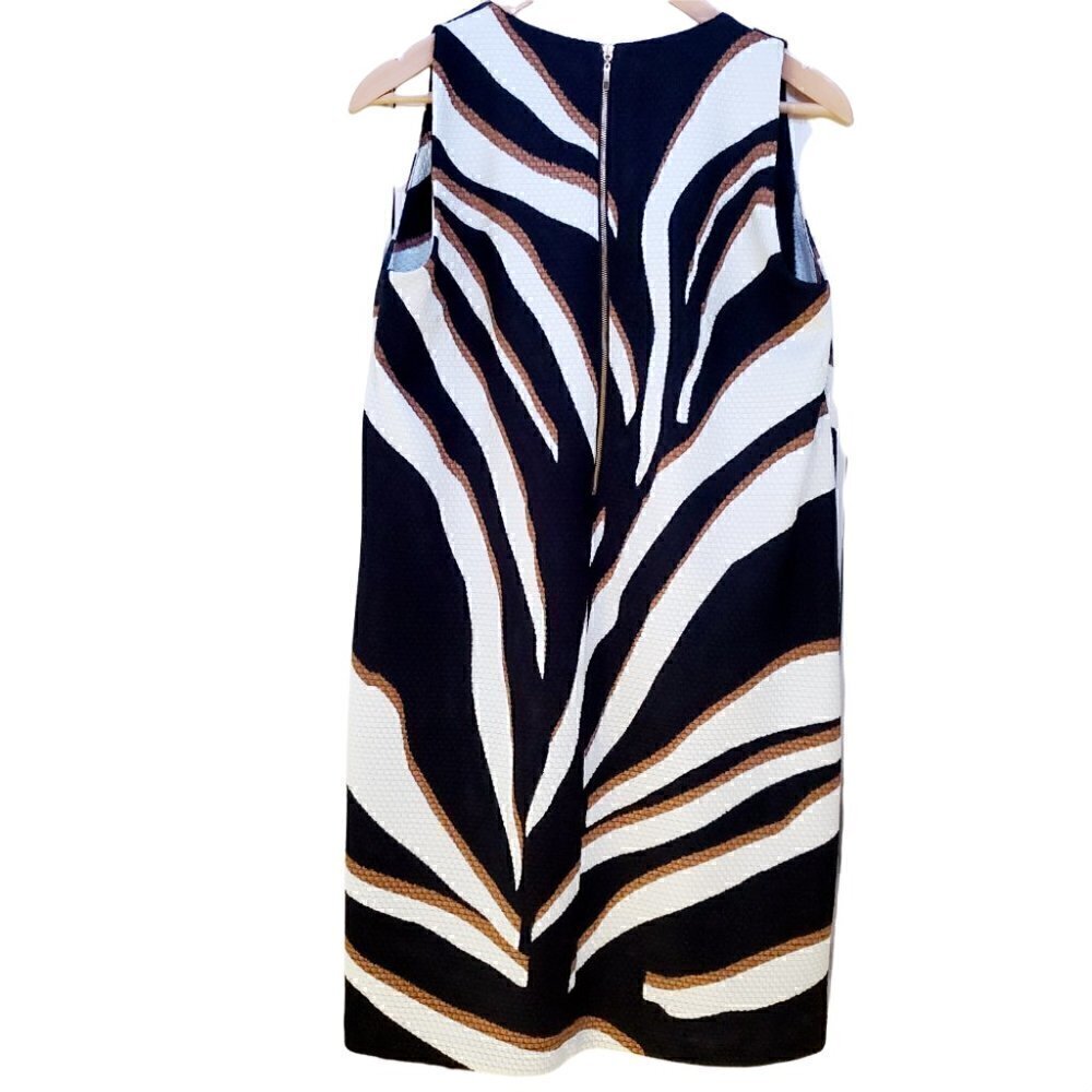 Charter Club Zebra Print Dress Size L Black White Sleeveless Casual Summer Shift - Picture 8 of 10